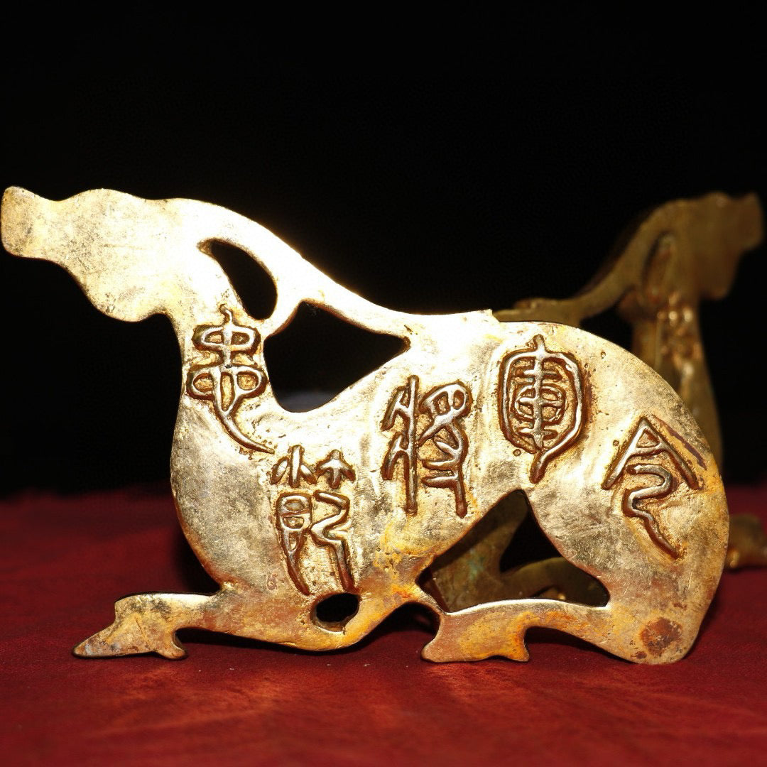 Old Pure Copper Gilded Gold Soldier Talisman