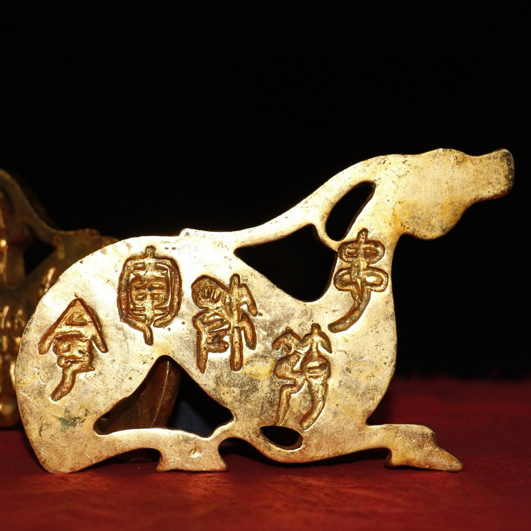 Old Pure Copper Gilded Gold Soldier Talisman