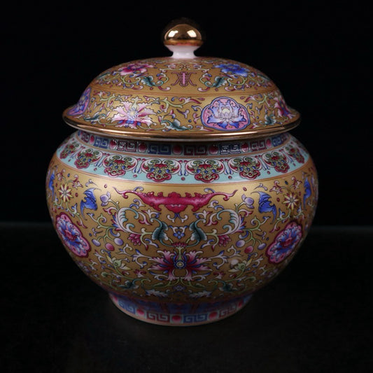 Enamel colored longevity patterned lid jar