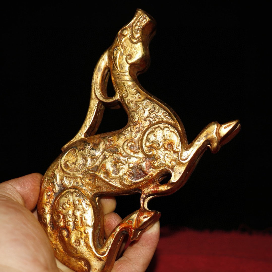 Old Pure Copper Gilded Gold Soldier Talisman