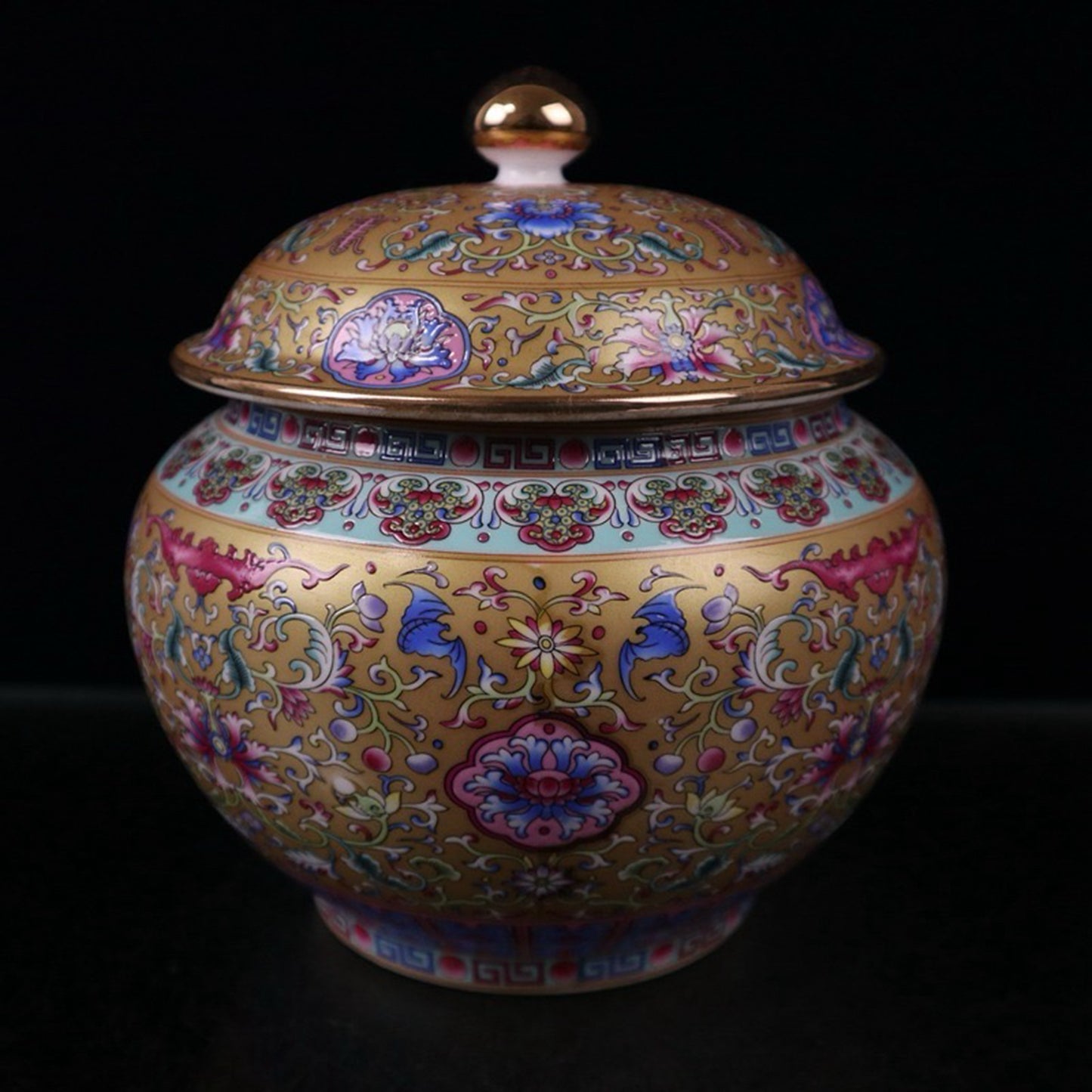 Enamel colored longevity patterned lid jar