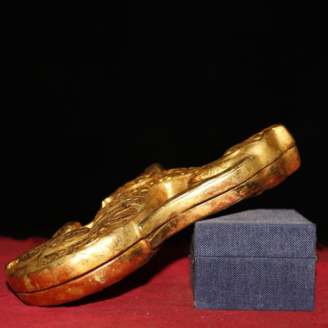 Old Pure Copper Gilded Gold Soldier Talisman