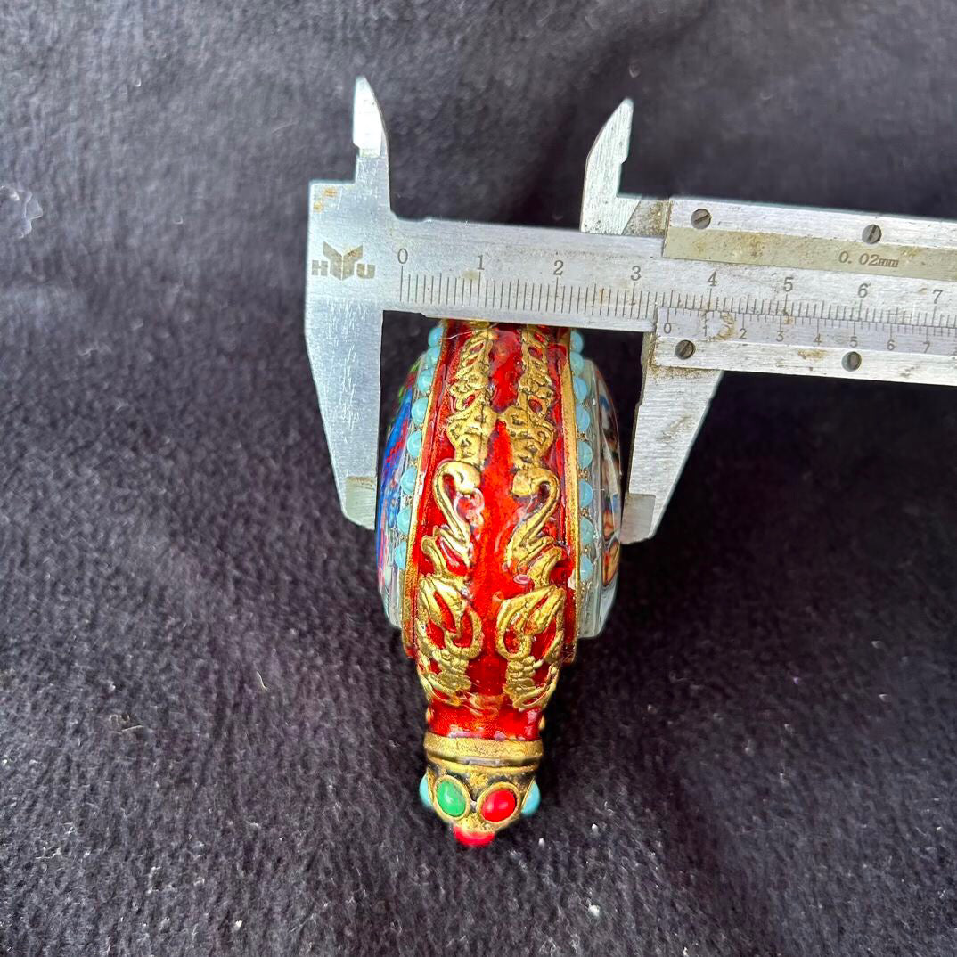 Chinese antique copper inlaid cloisonn é luminous snuff bottle