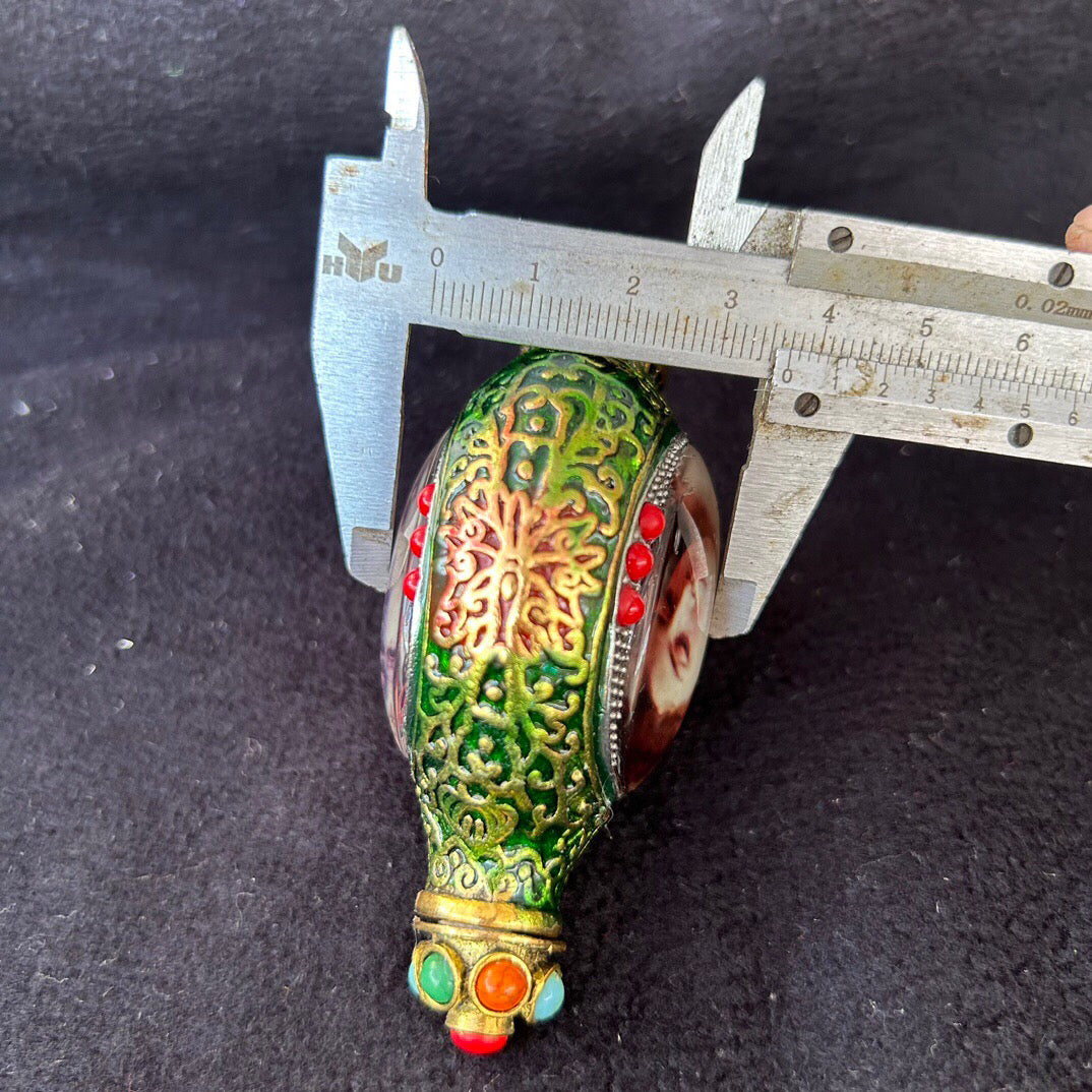 Chinese antique copper inlaid cloisonn é luminous snuff bottle