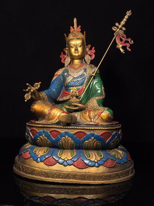 Chinese antique pure copper painted lotus flower master