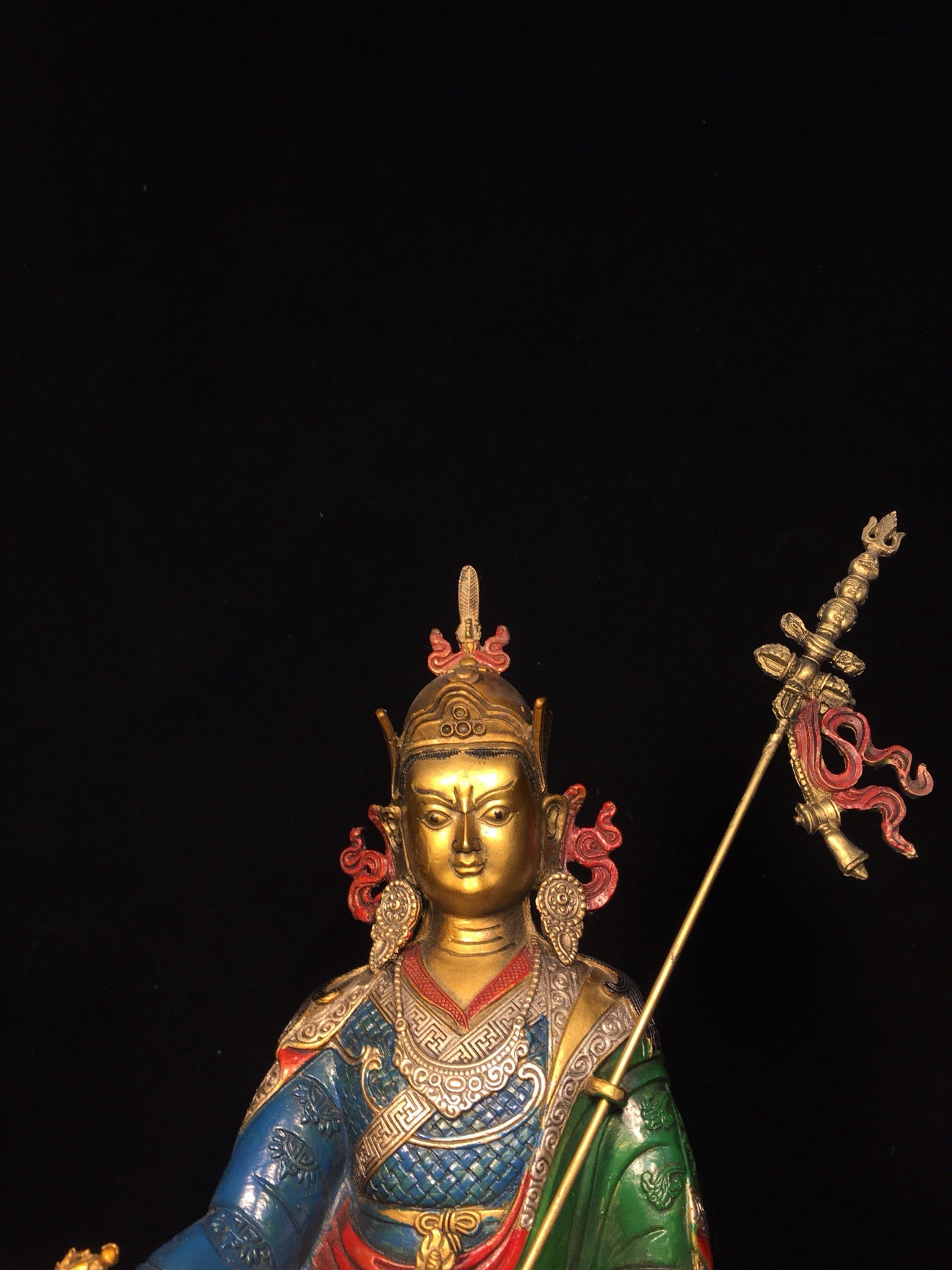 Chinese antique pure copper painted lotus flower master