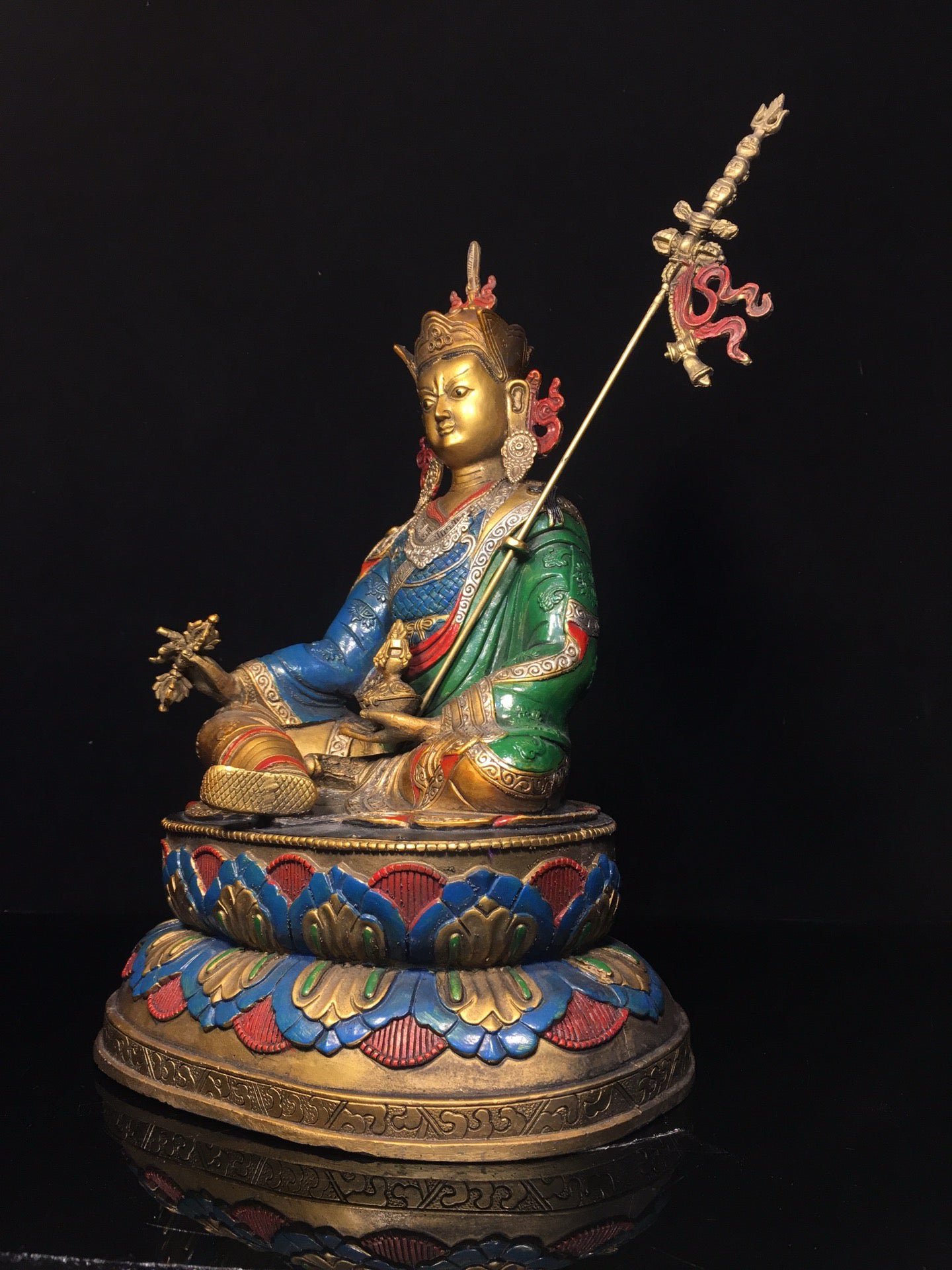 Chinese antique pure copper painted lotus flower master