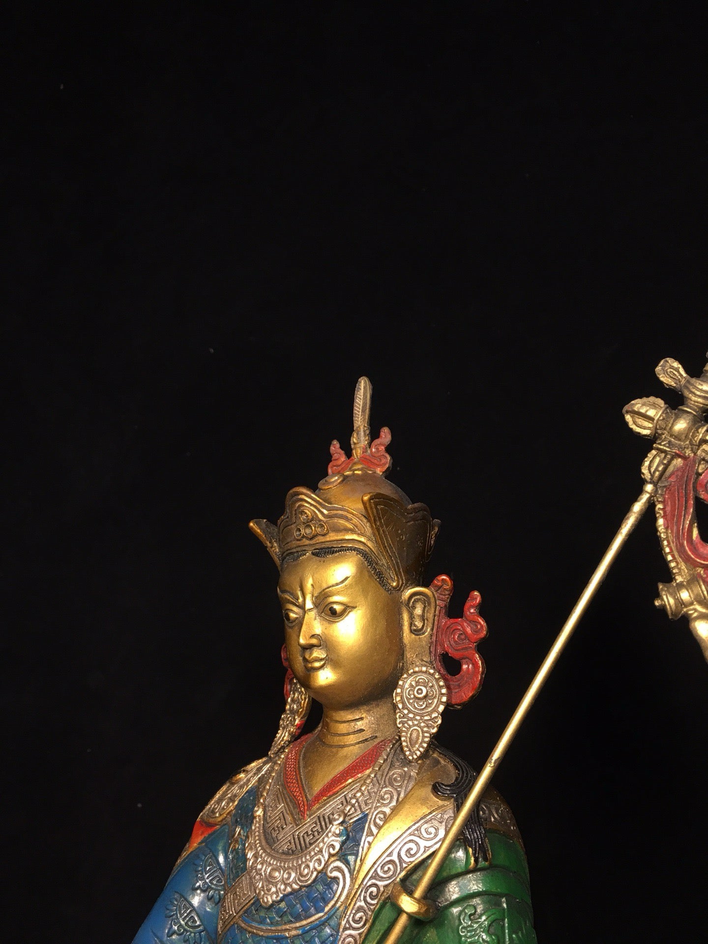 Chinese antique pure copper painted lotus flower master