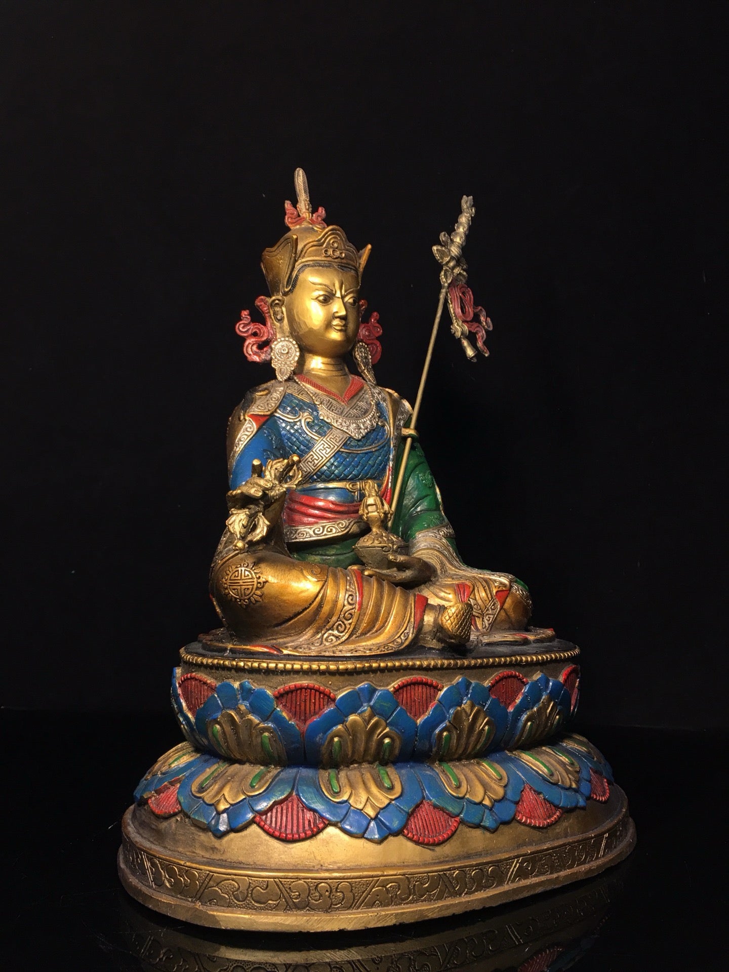 Chinese antique pure copper painted lotus flower master