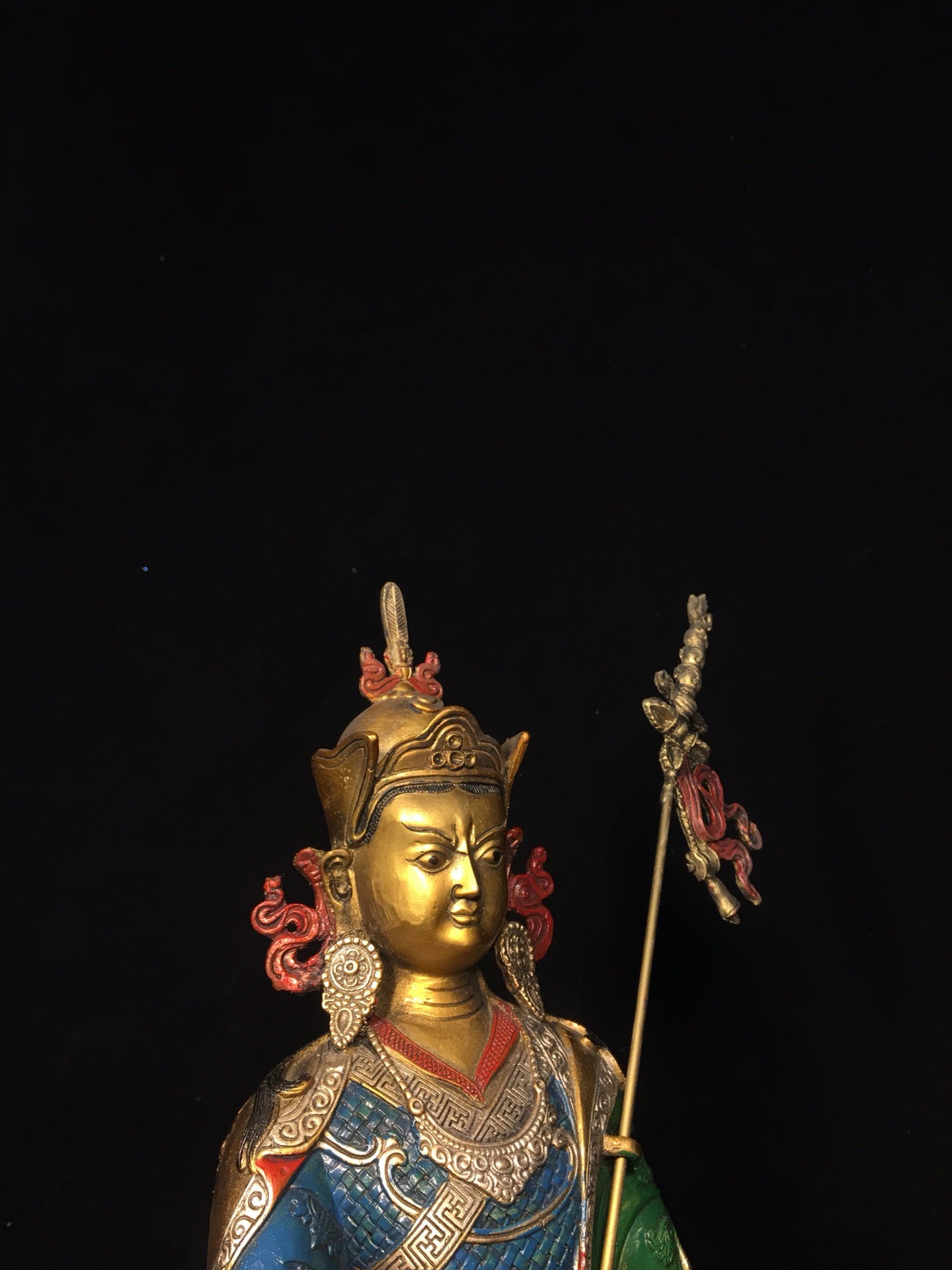 Chinese antique pure copper painted lotus flower master