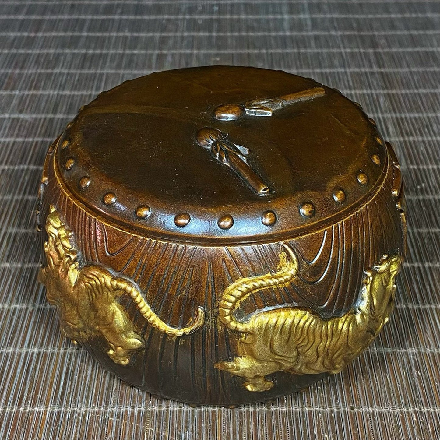 Pure copper gilded Five Tiger Blessing Jar