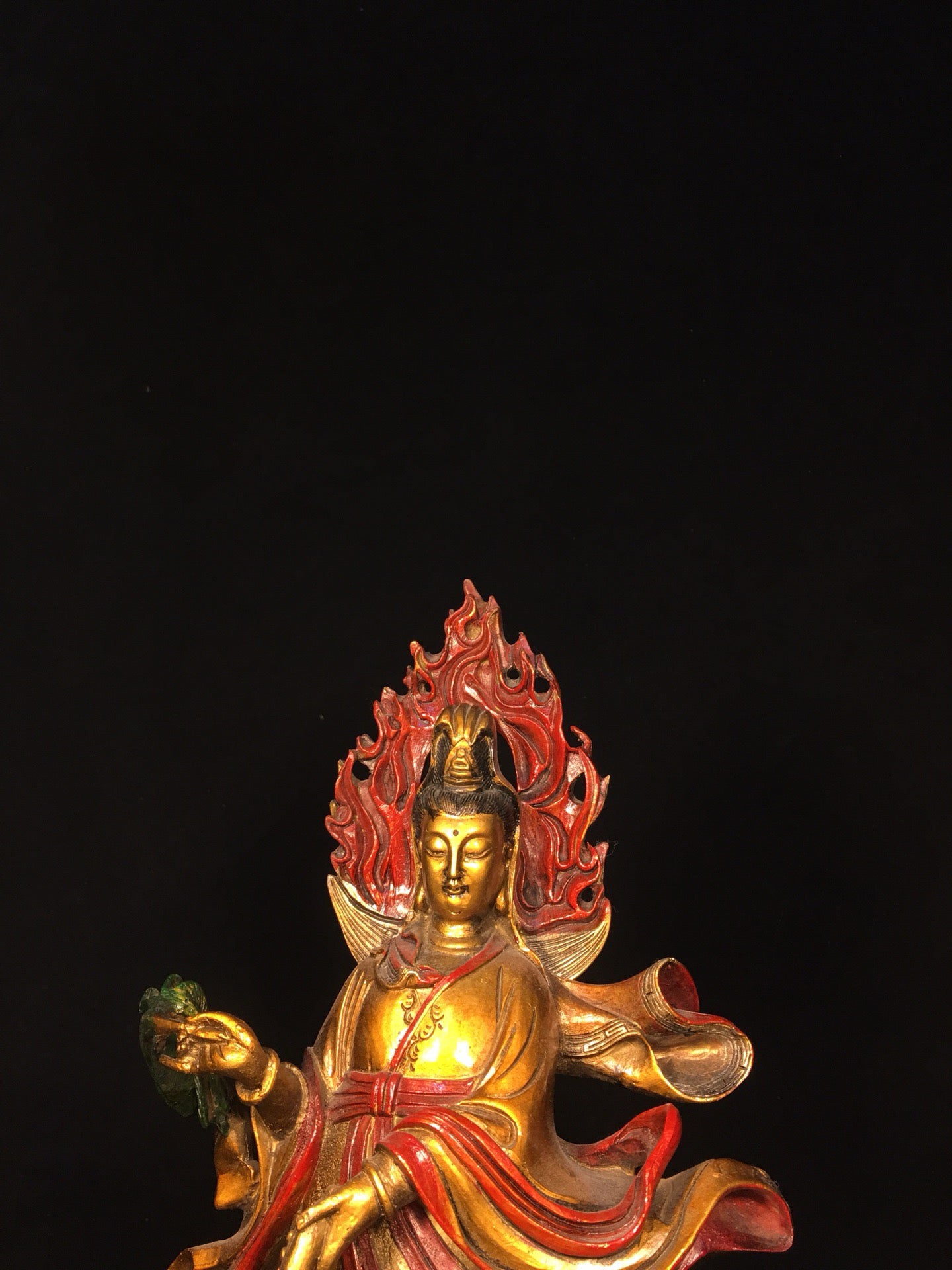 Chinese antique pure copper painted dripping Guanyin Bodhisattva statue