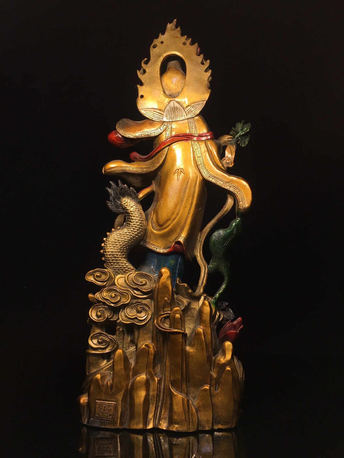 Chinese antique pure copper painted dripping Guanyin Bodhisattva statue