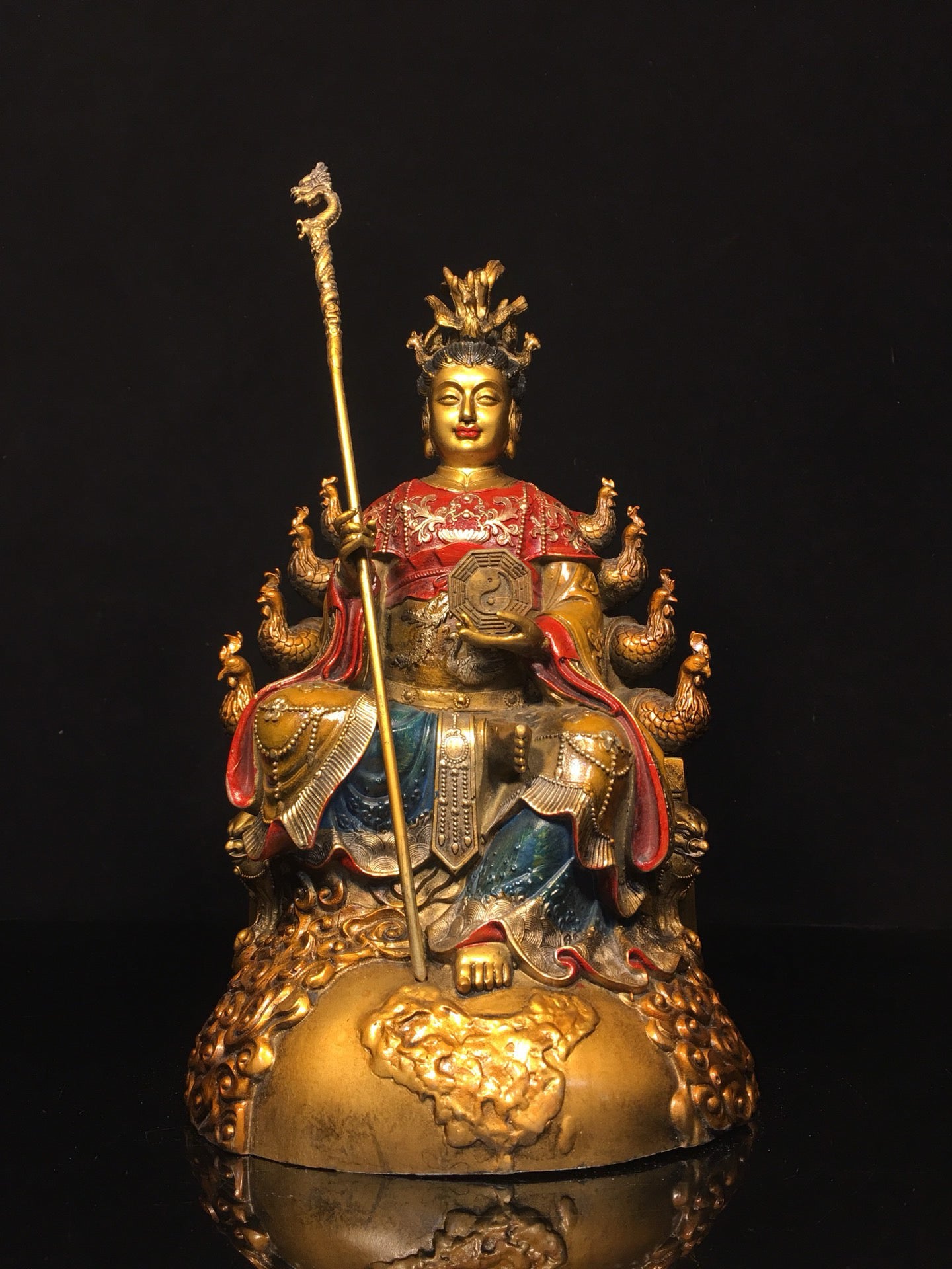 Chinese antique pure copper painted mother of the earth