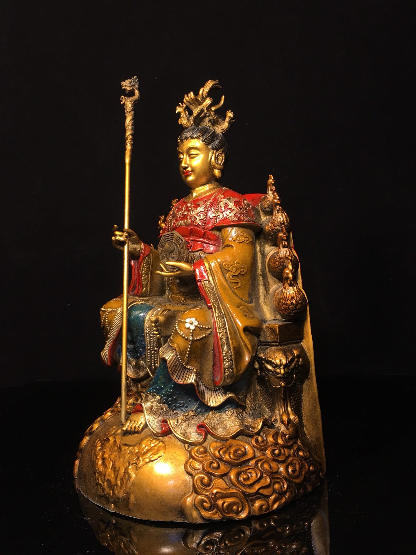 Chinese antique pure copper painted mother of the earth