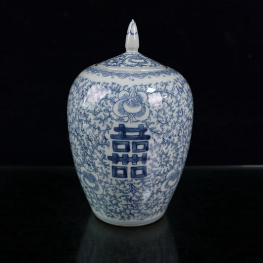 Blue and white winter melon jar