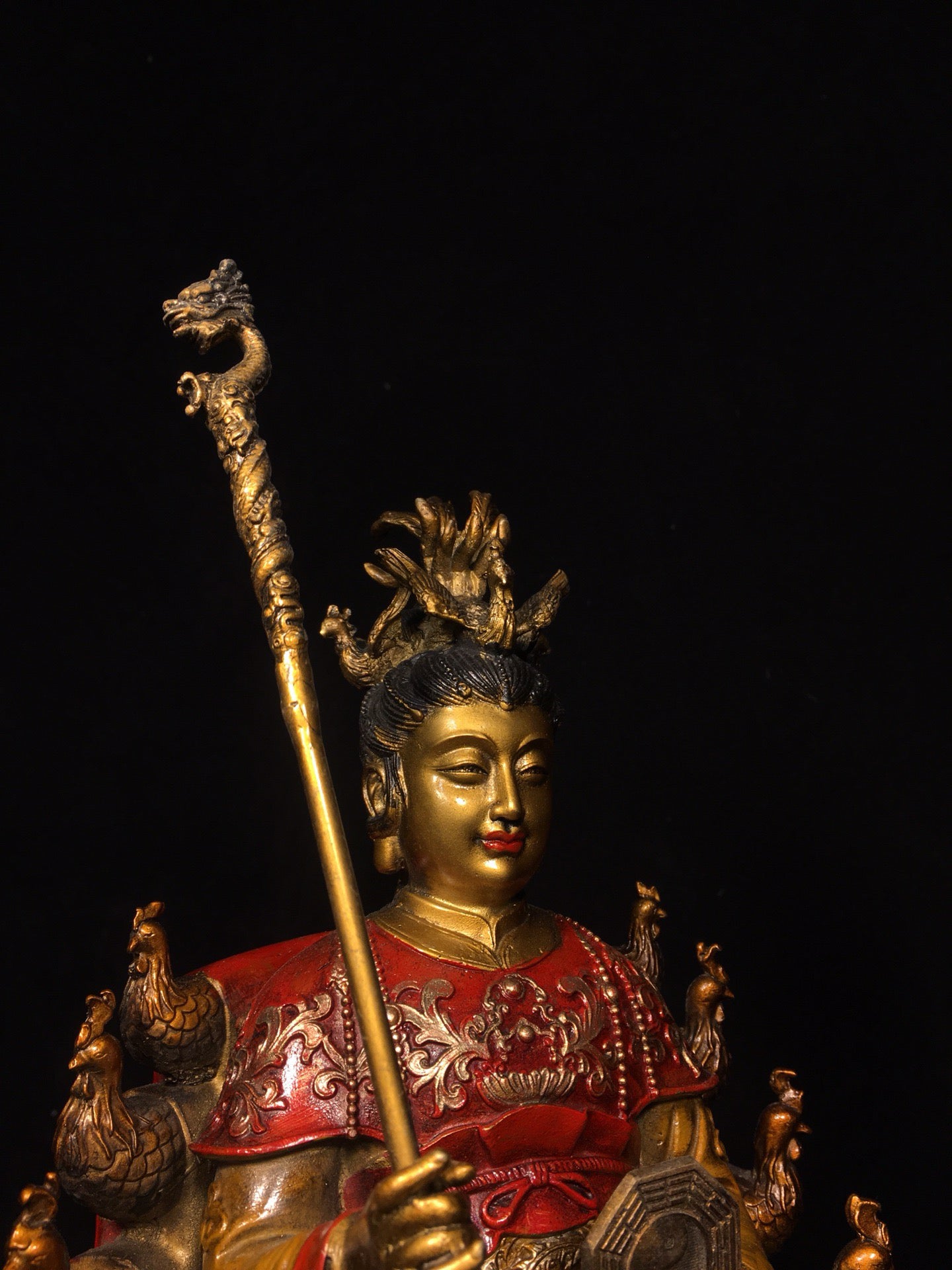 Chinese antique pure copper painted mother of the earth