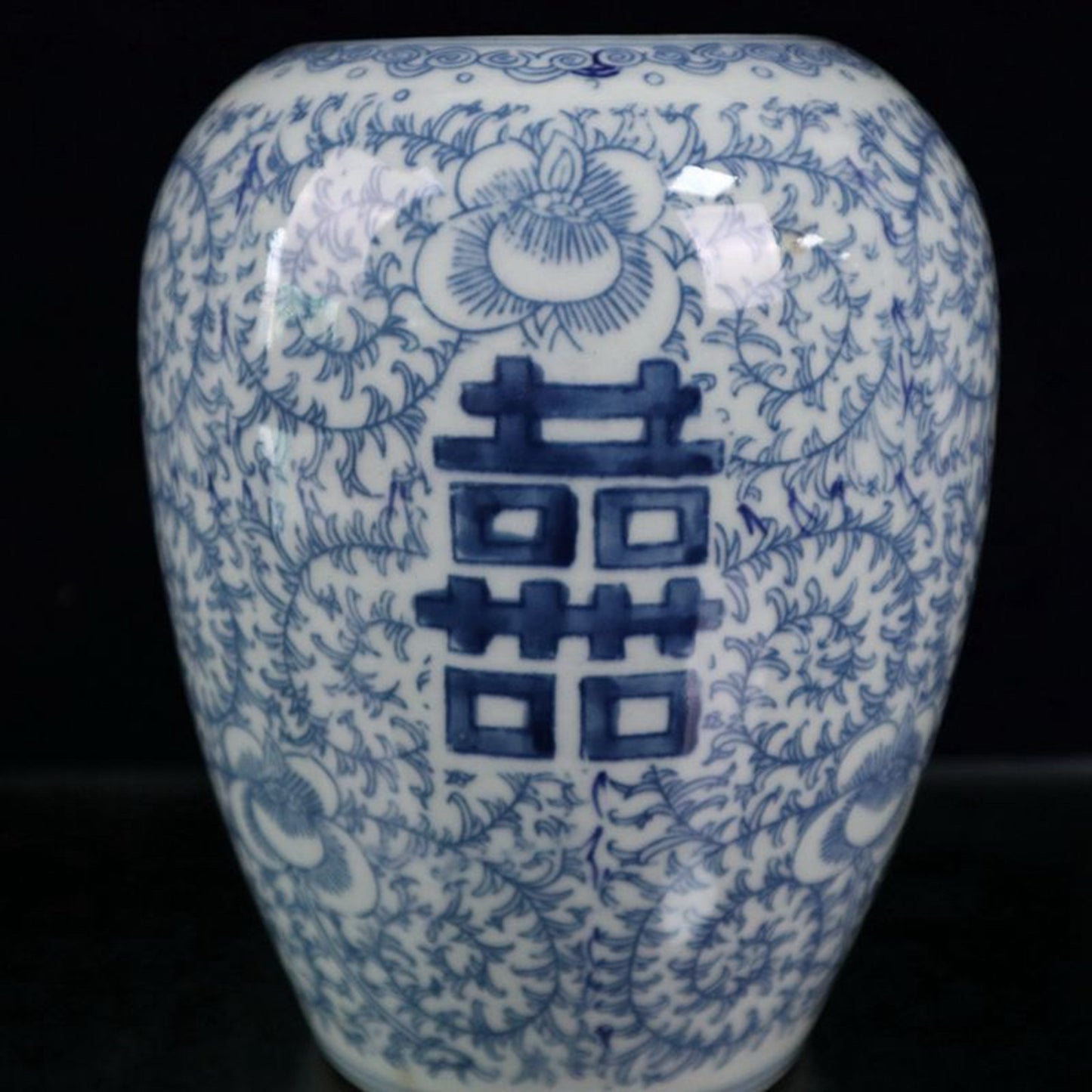 Blue and white winter melon jar
