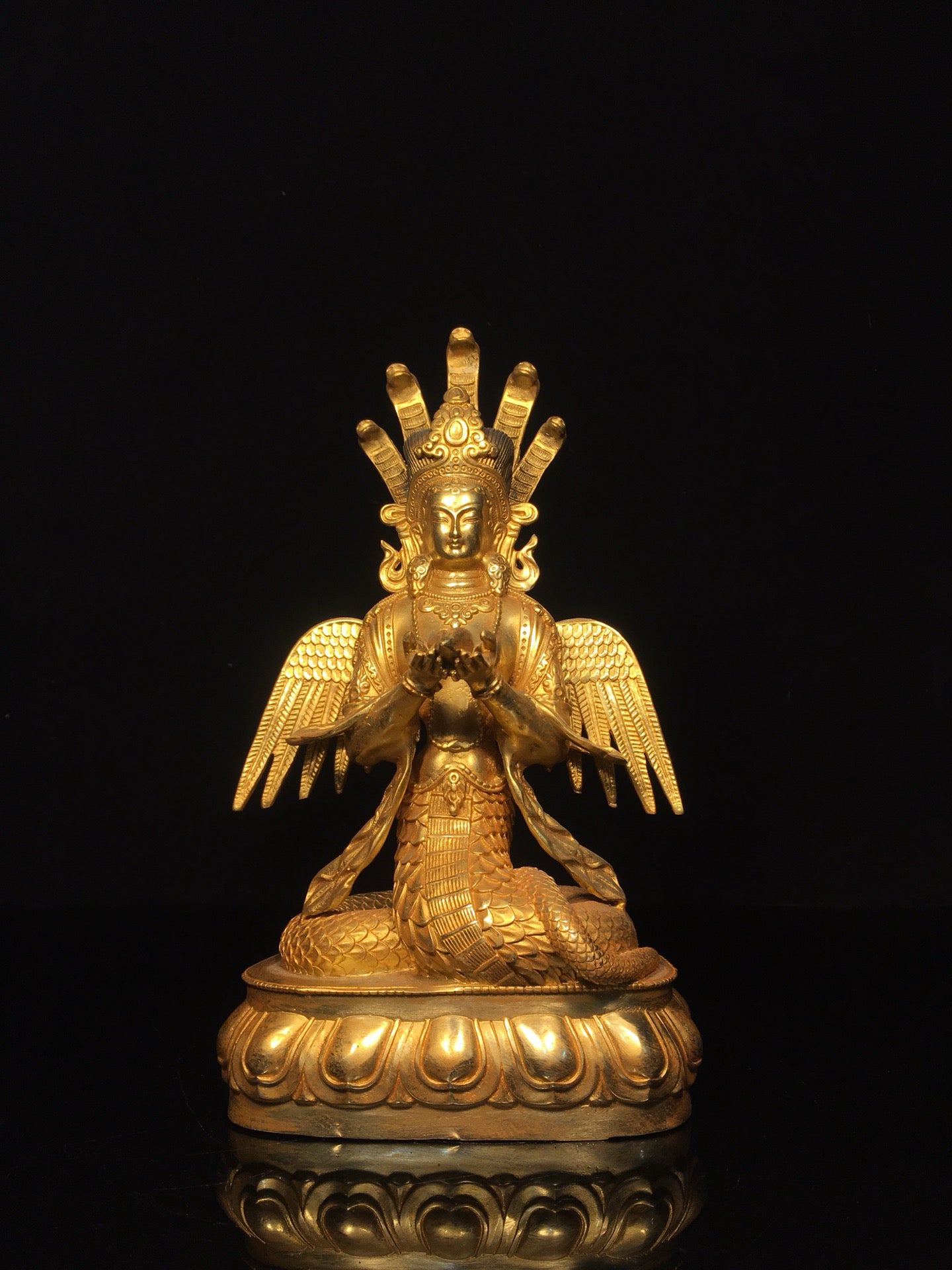 Chinese antique pure copper snake mother