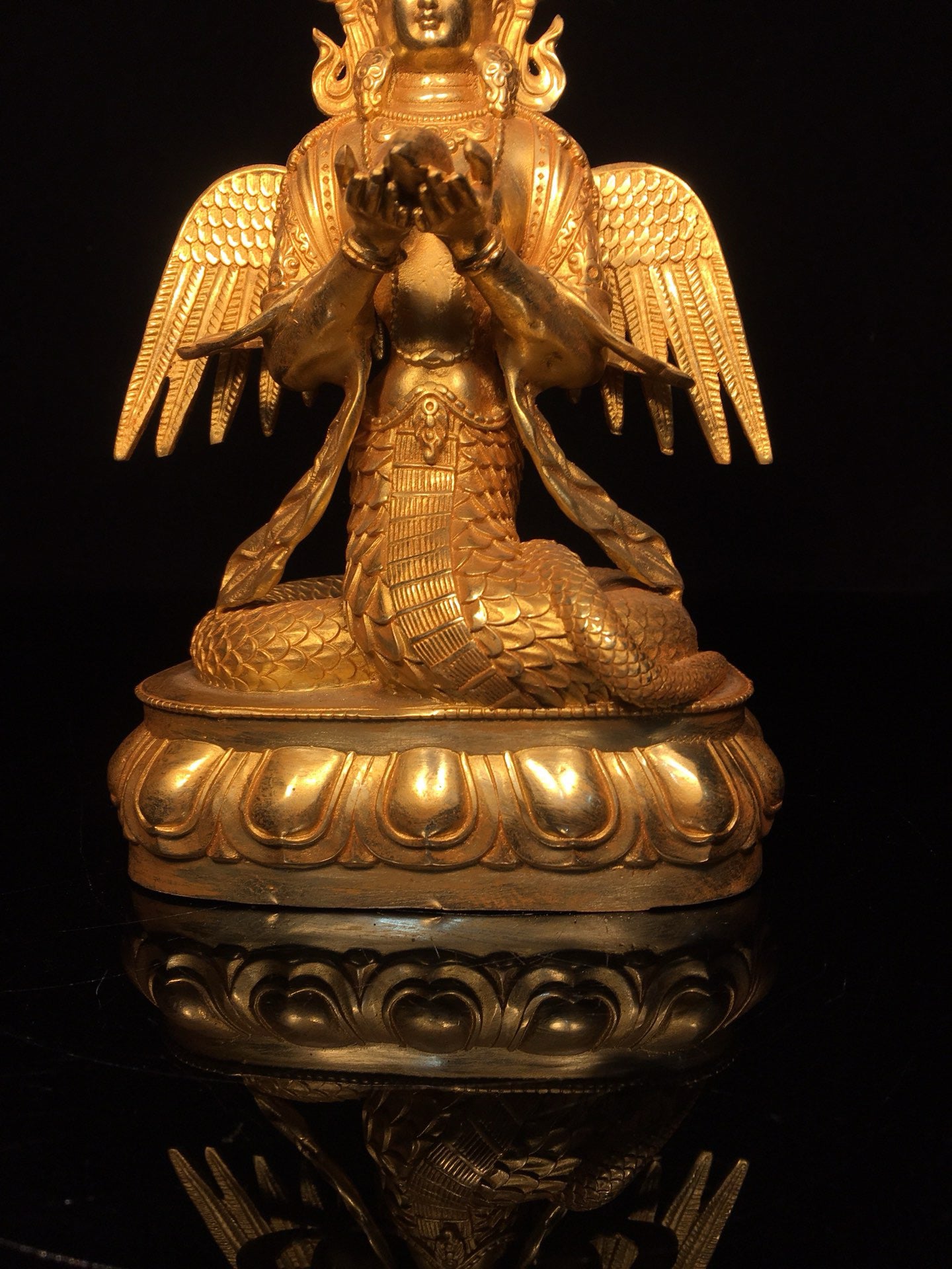 Chinese antique pure copper snake mother
