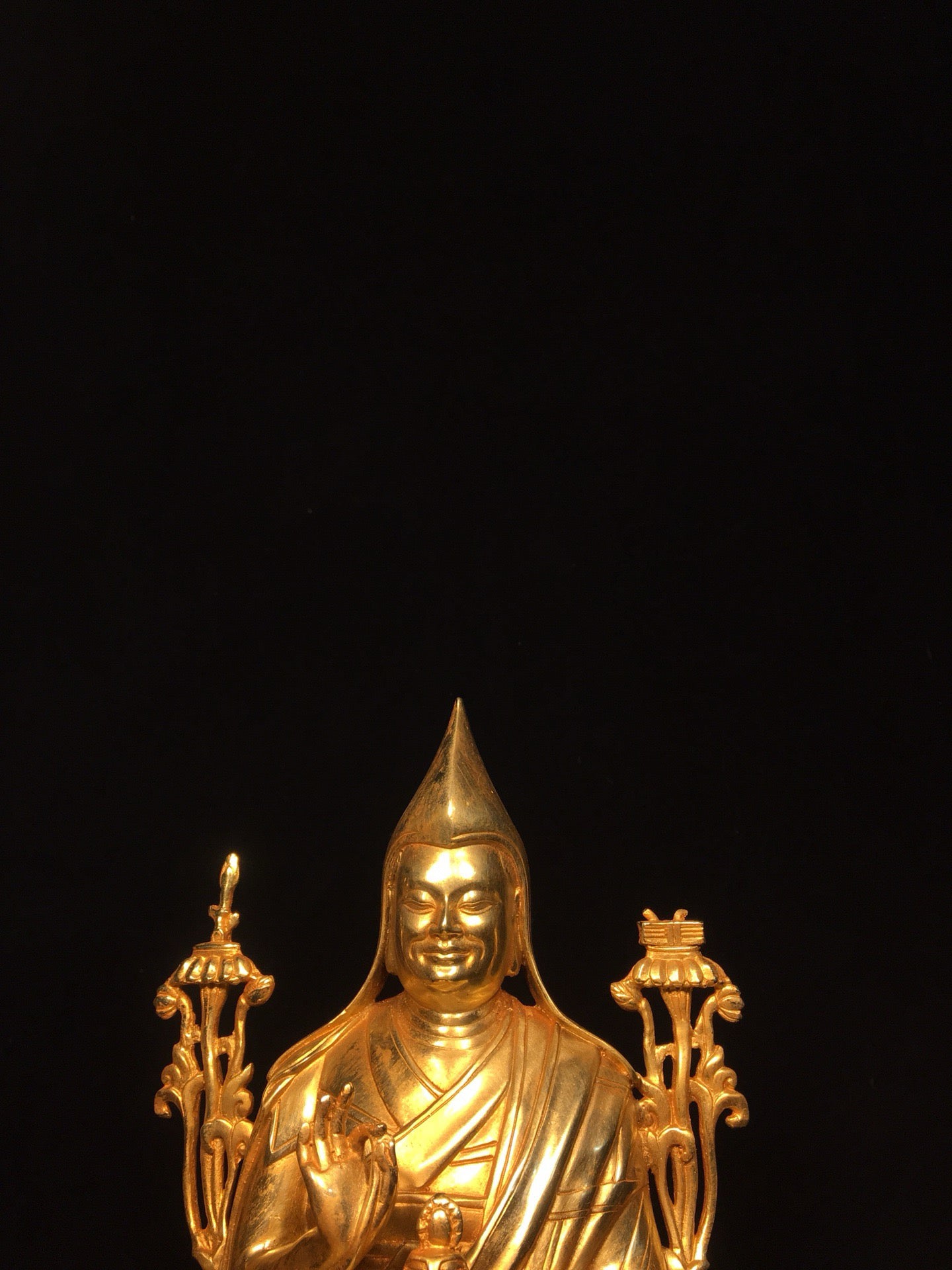 Chinese antique pure copper statue of Zongkhapa Buddha