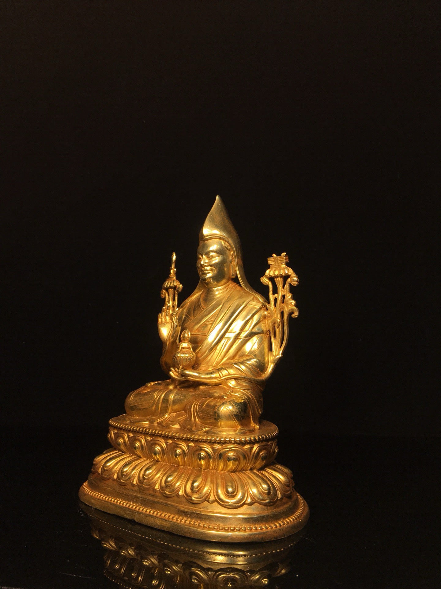 Chinese antique pure copper statue of Zongkhapa Buddha