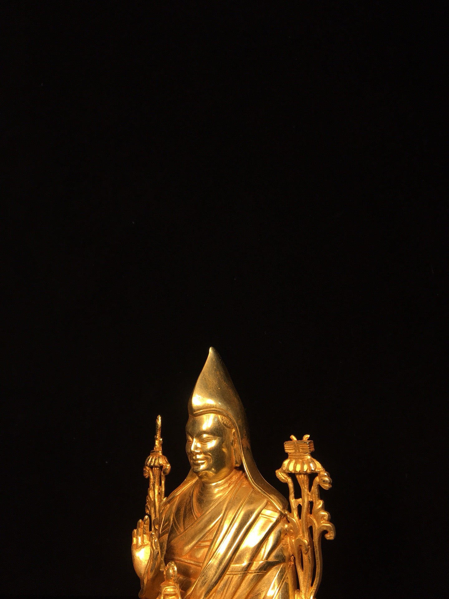 Chinese antique pure copper statue of Zongkhapa Buddha
