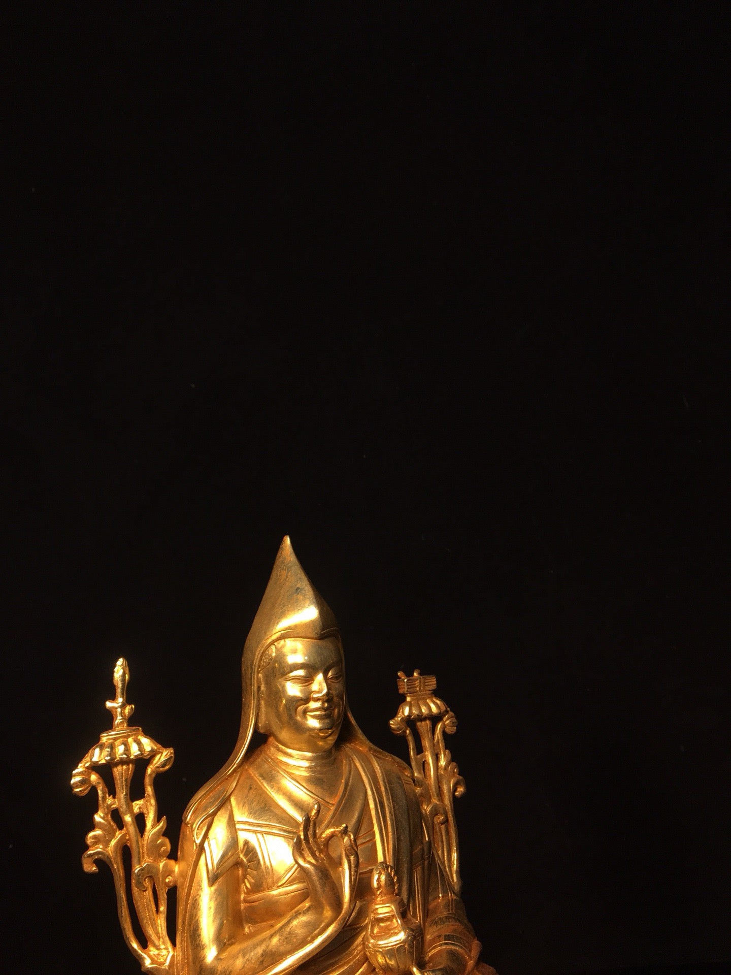 Chinese antique pure copper statue of Zongkhapa Buddha