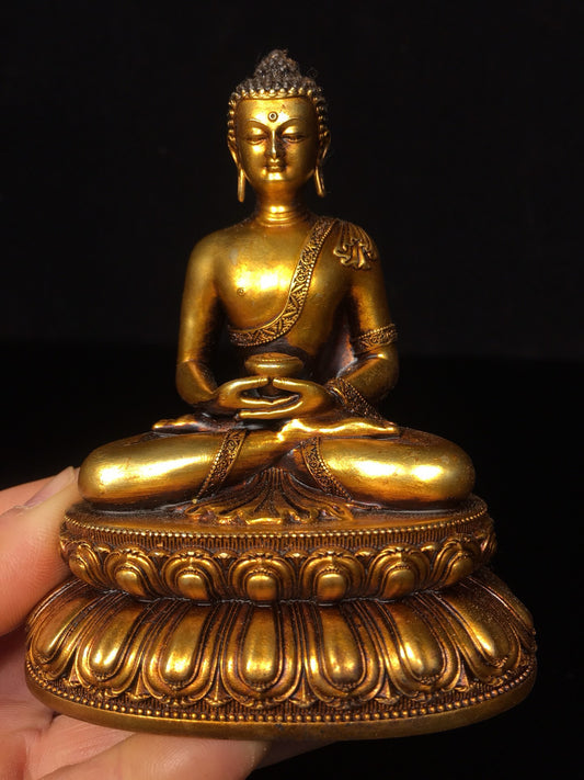 Chinese antique pure copper statue of Shakyamuni Buddha