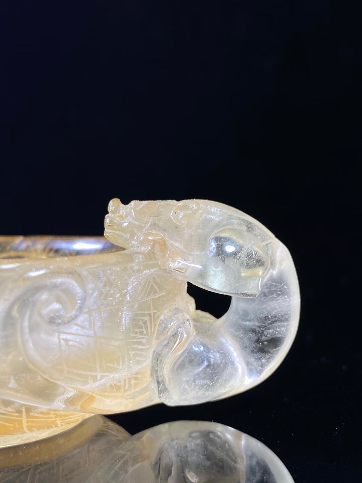 Chinese antique natural crystal dragon cup
