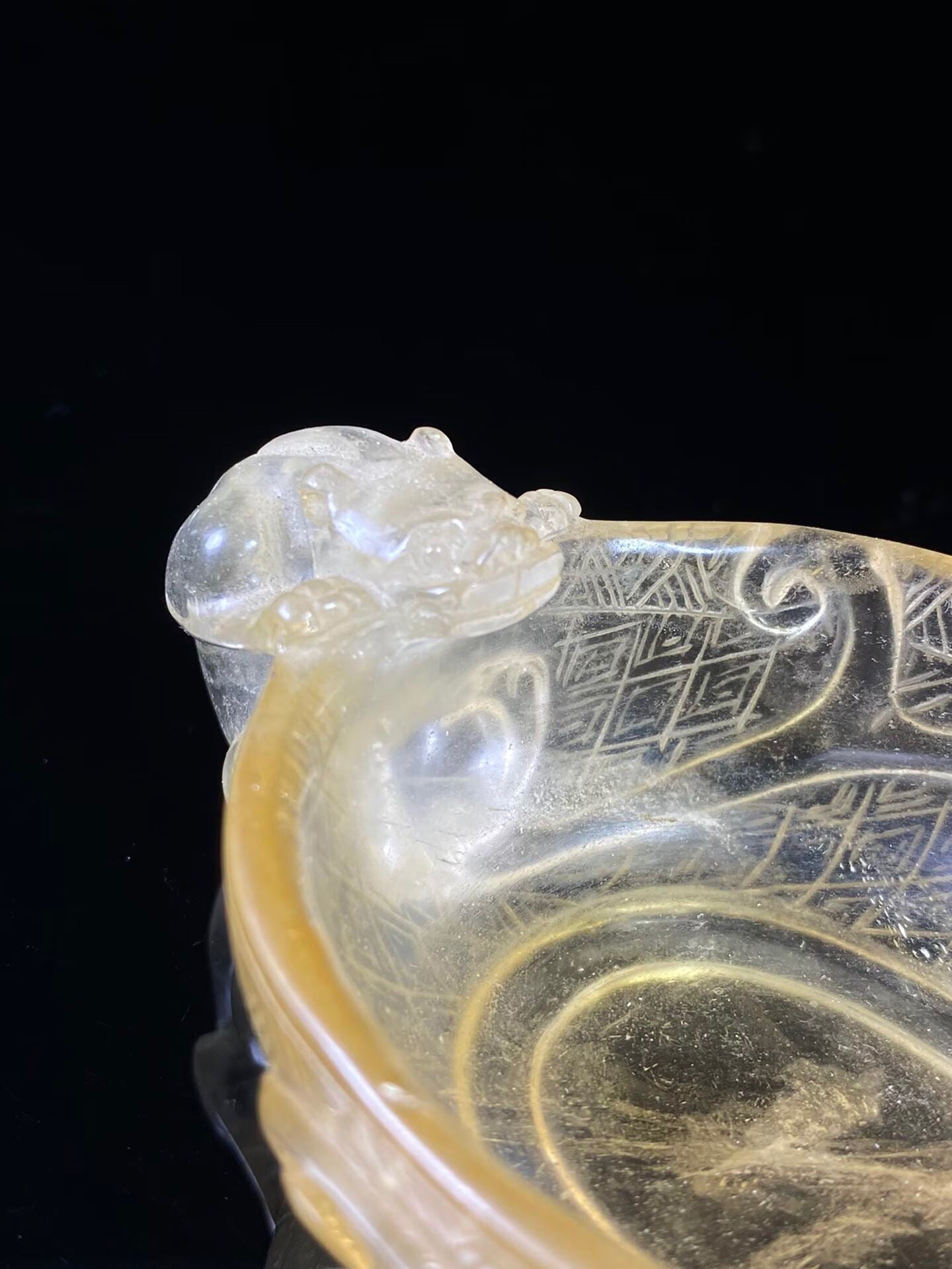 Chinese antique natural crystal dragon cup