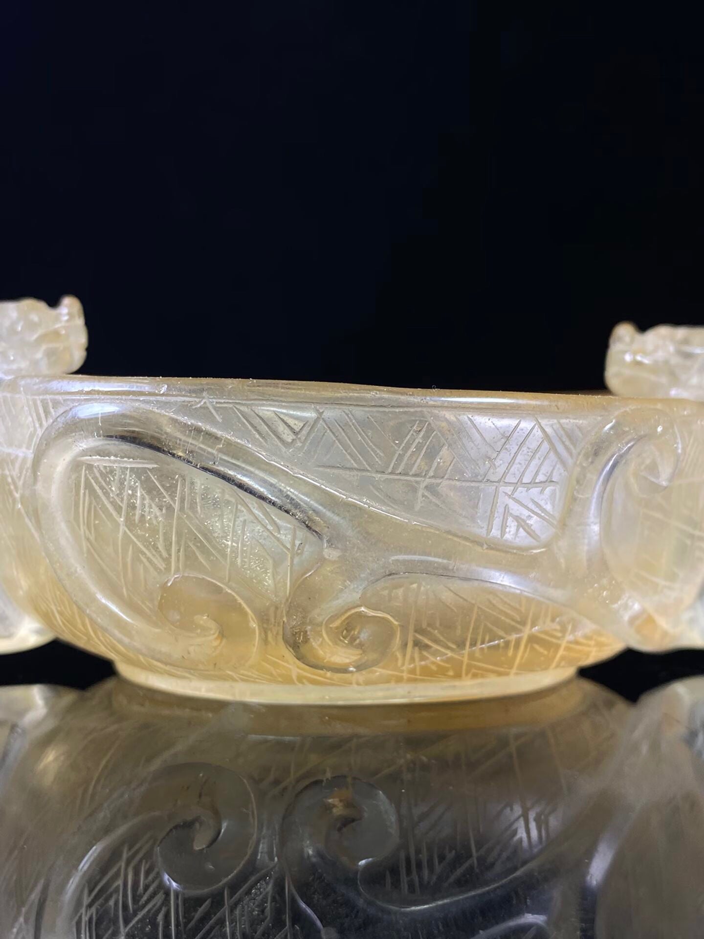 Chinese antique natural crystal dragon cup