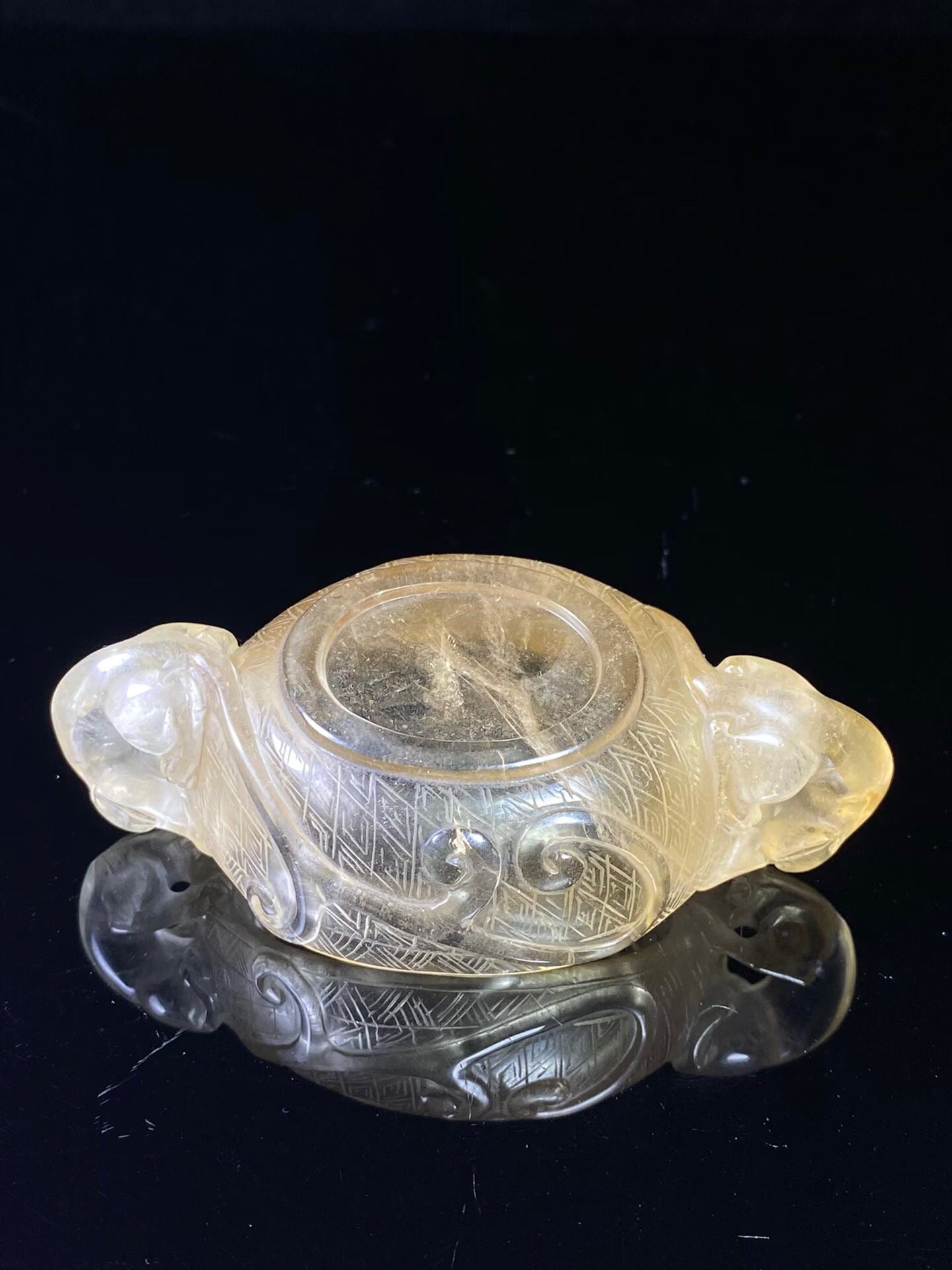 Chinese antique natural crystal dragon cup