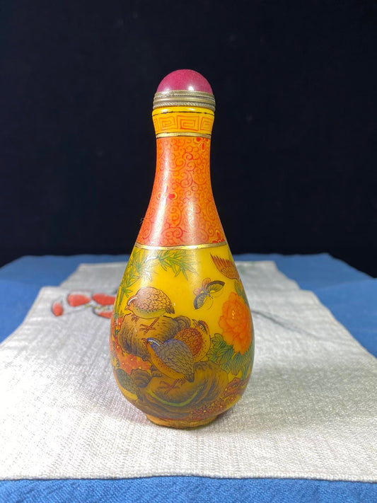 Chinese antique glass painting enamel colored snuff bottle