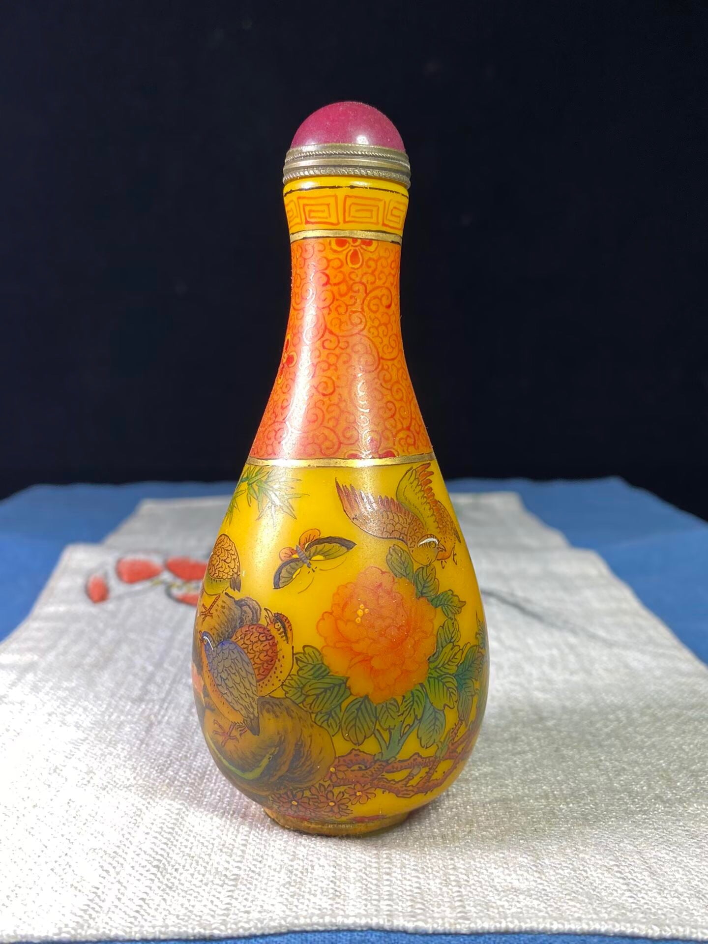 Chinese antique glass painting enamel colored snuff bottle