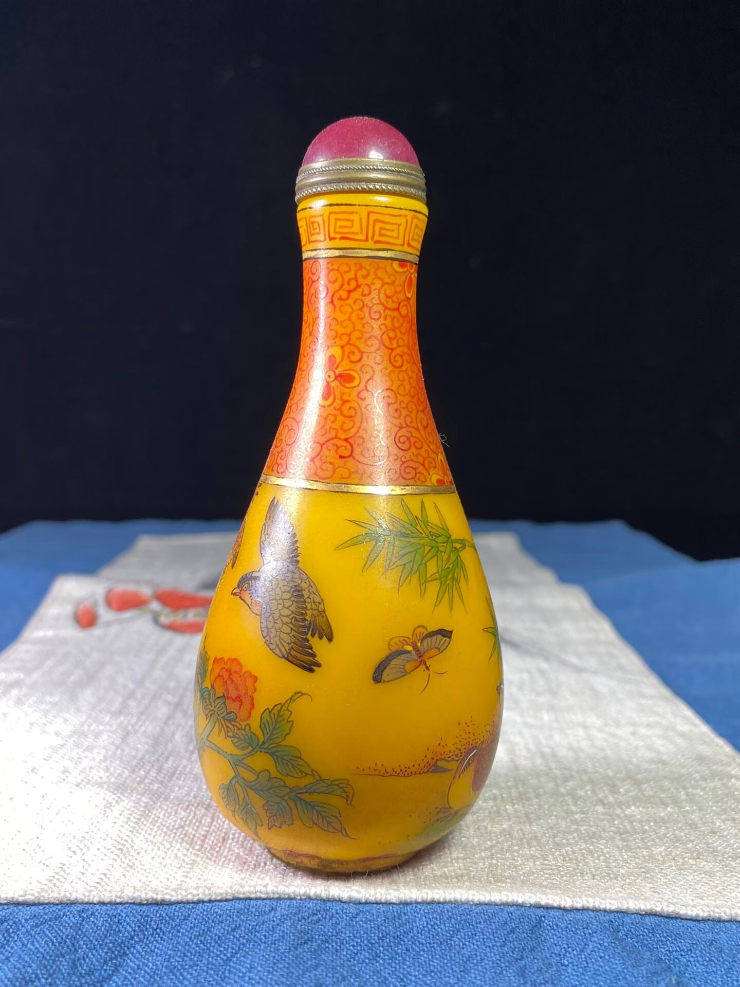 Chinese antique glass painting enamel colored snuff bottle