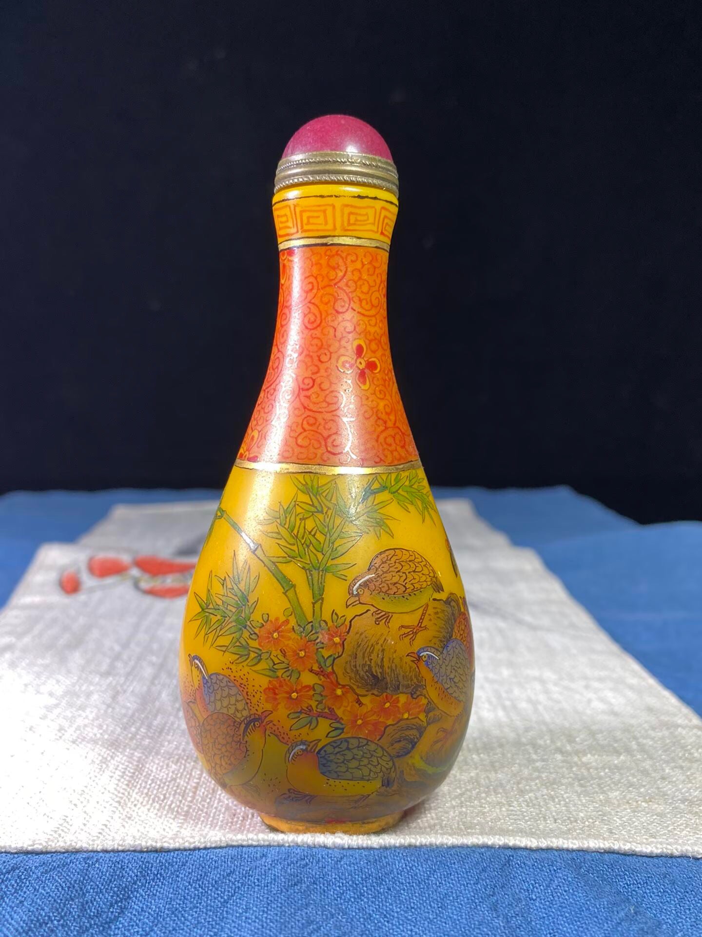 Chinese antique glass painting enamel colored snuff bottle