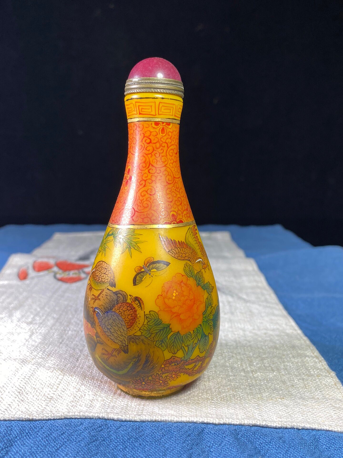 Chinese antique glass painting enamel colored snuff bottle