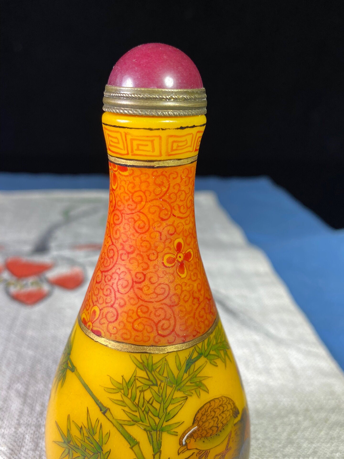 Chinese antique glass painting enamel colored snuff bottle