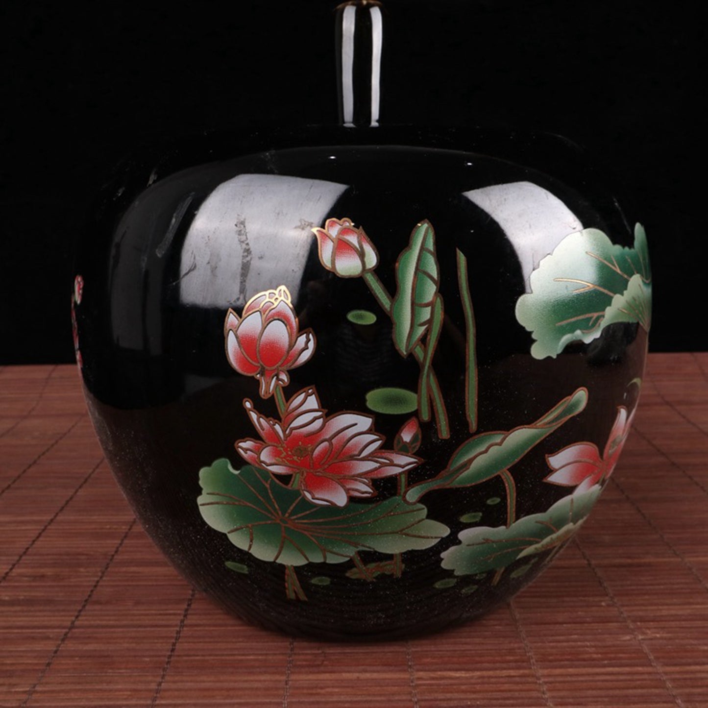 Black gold glazed apple lid jar