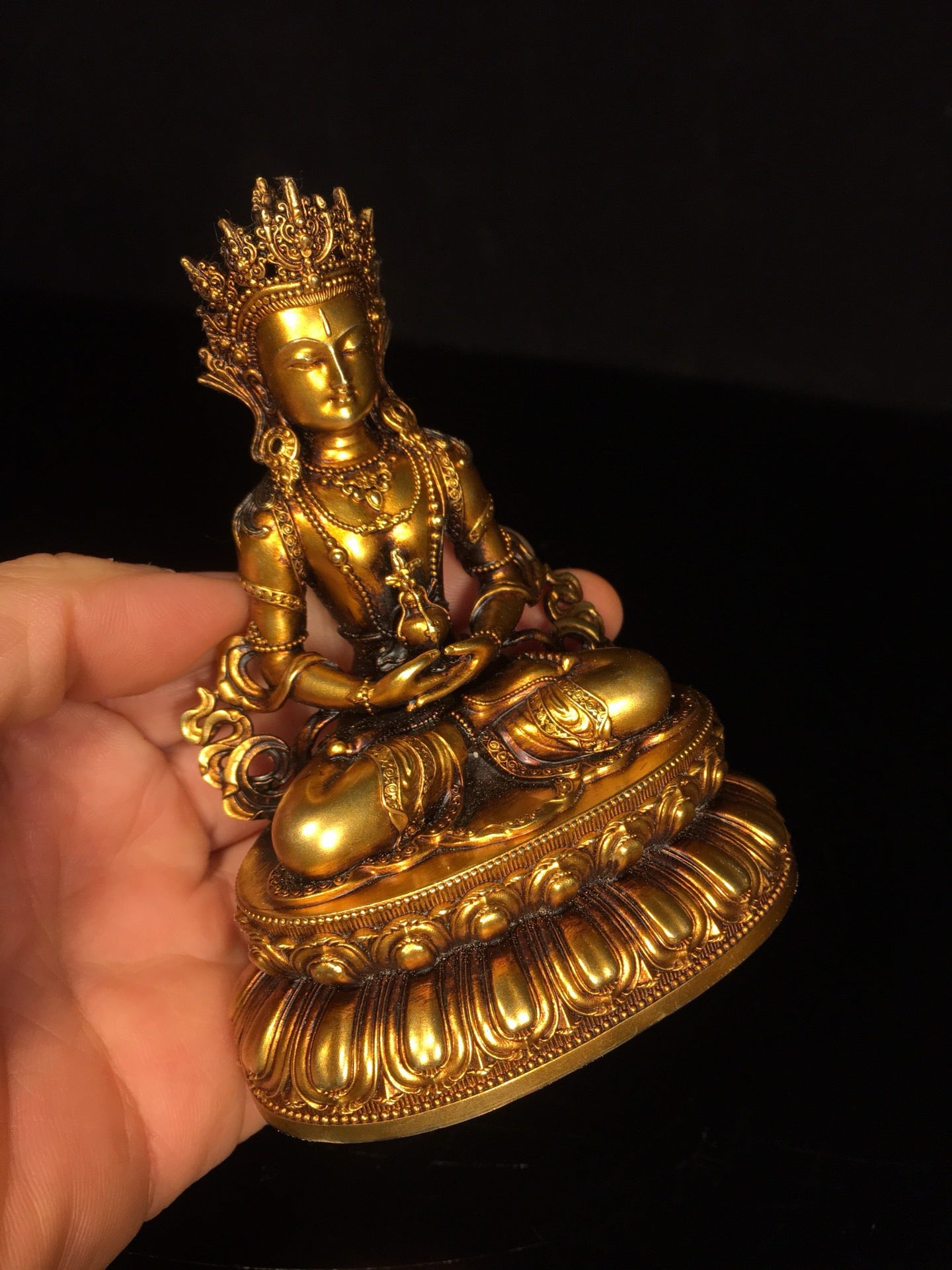 Chinese antique pure copper longevity Buddha statue