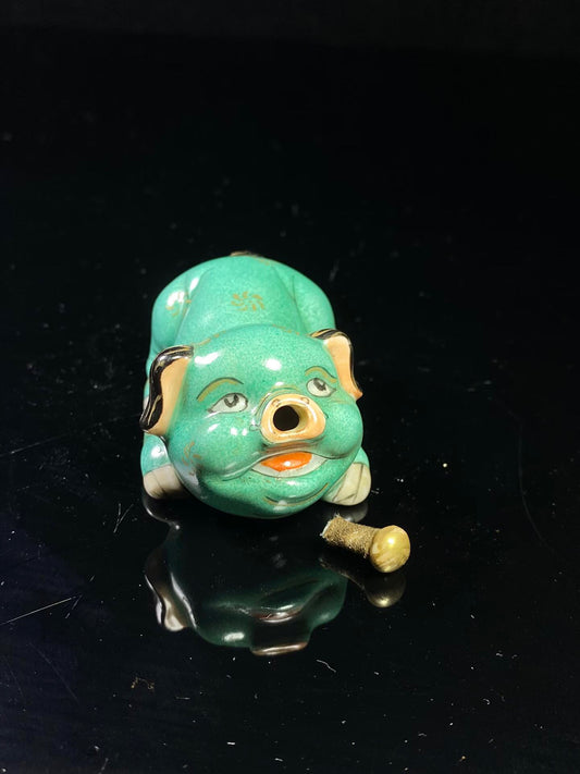 Chinese antique porcelain body painting enamel colored large fat pig shaped snuff bottle