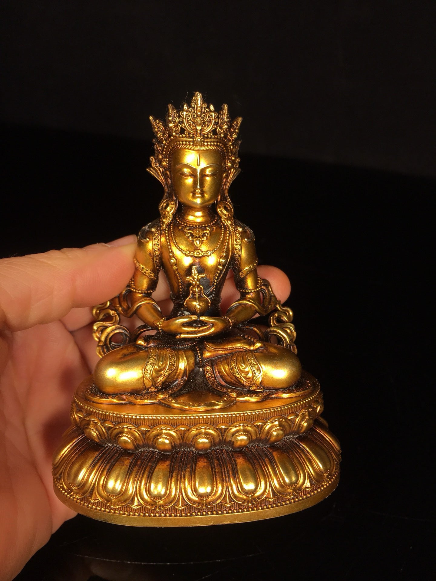 Chinese antique pure copper longevity Buddha statue