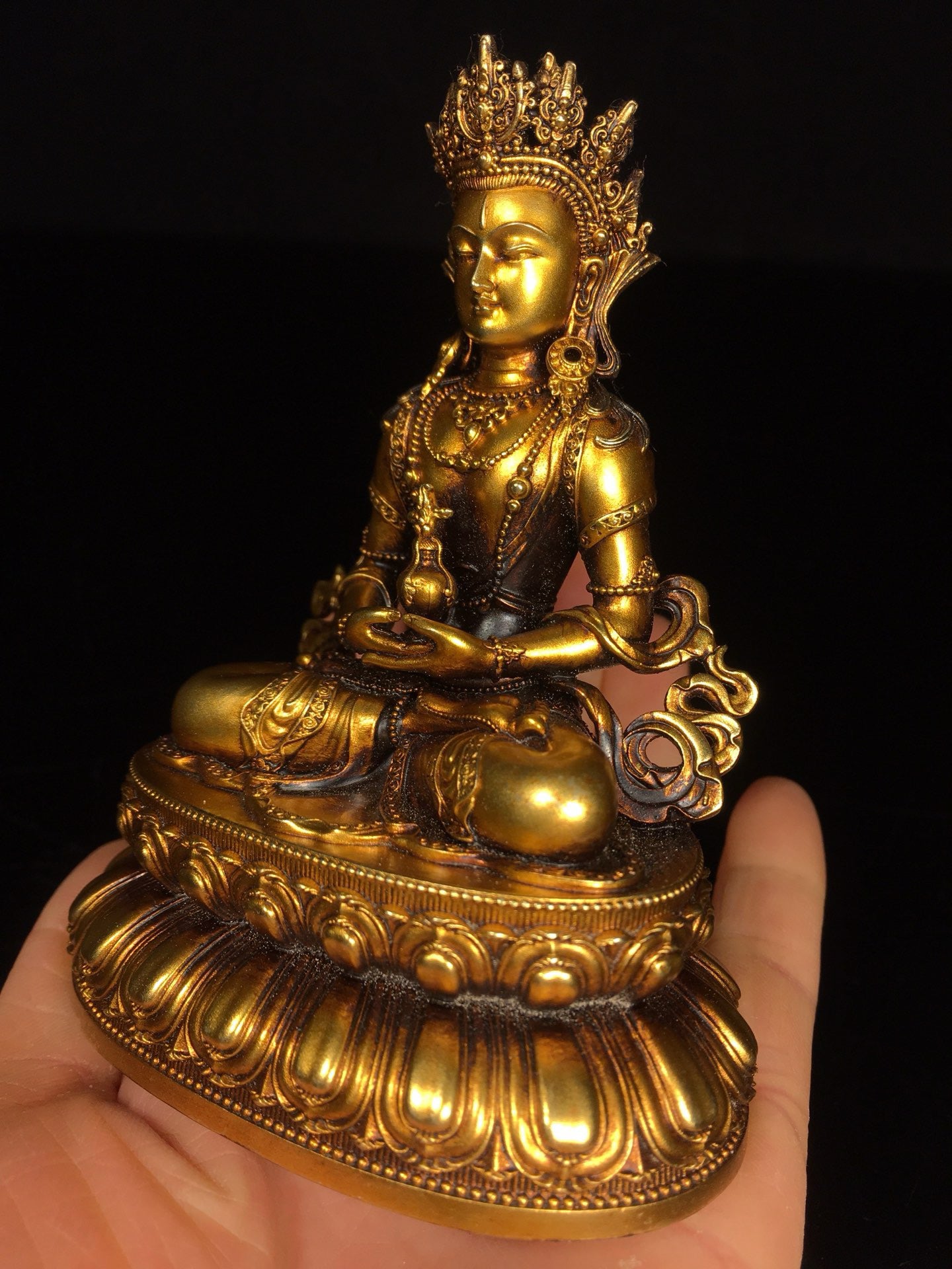 Chinese antique pure copper longevity Buddha statue