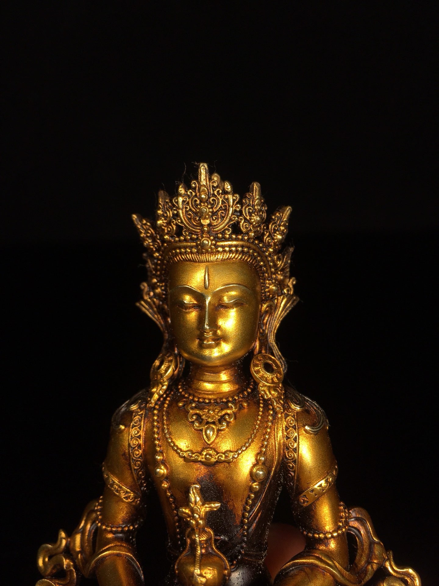 Chinese antique pure copper longevity Buddha statue