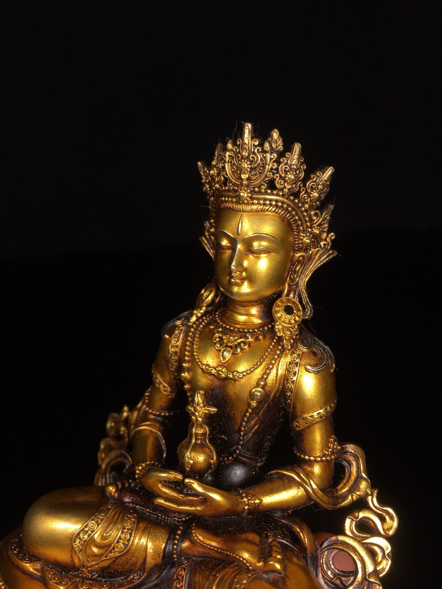 Chinese antique pure copper longevity Buddha statue