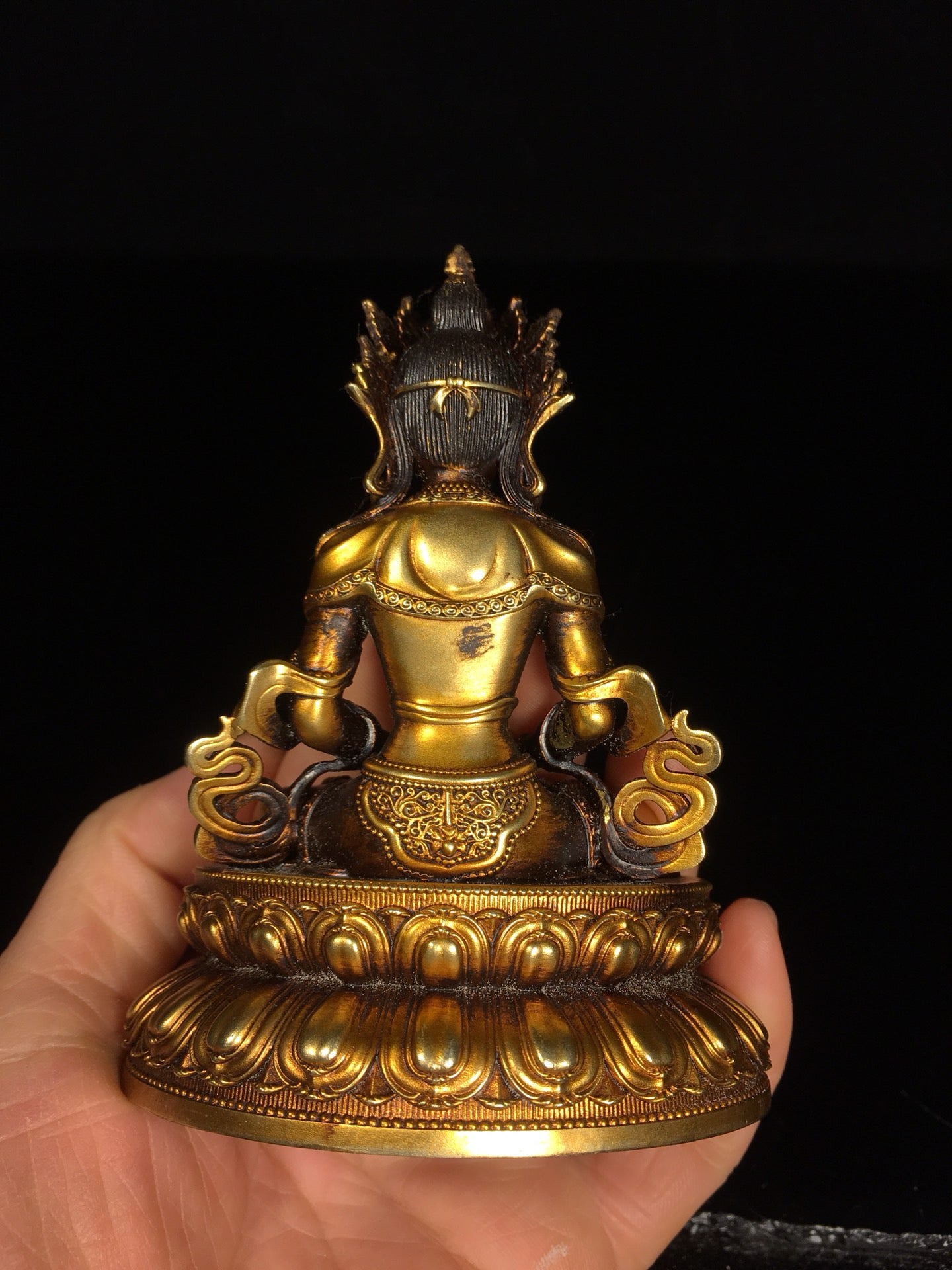 Chinese antique pure copper longevity Buddha statue