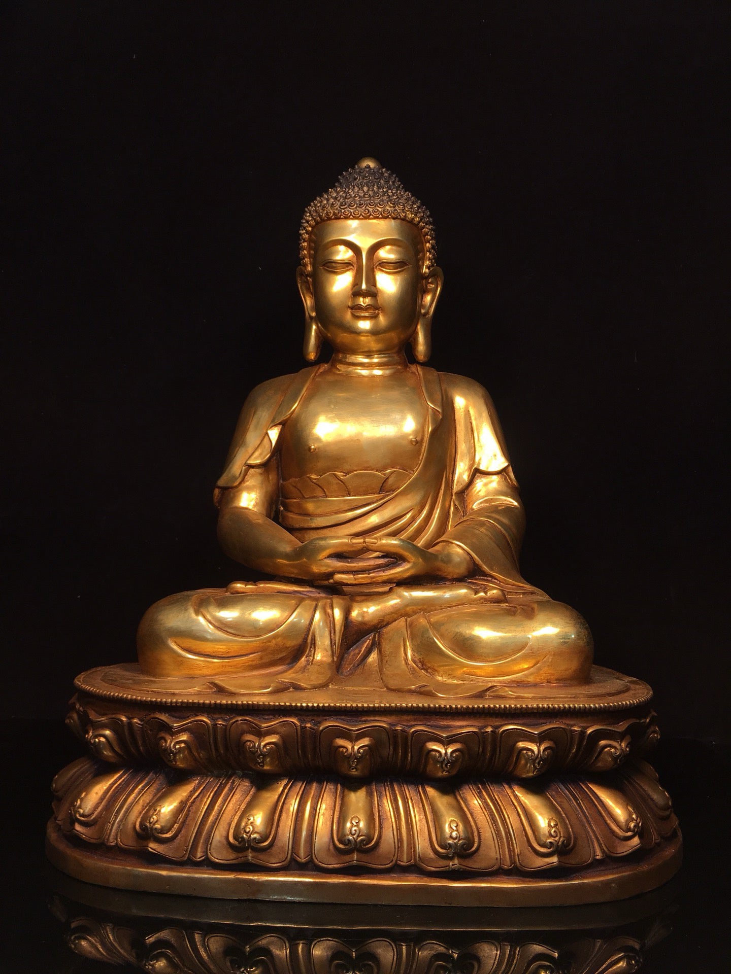Chinese antique pure copper statue of Shakyamuni Buddha