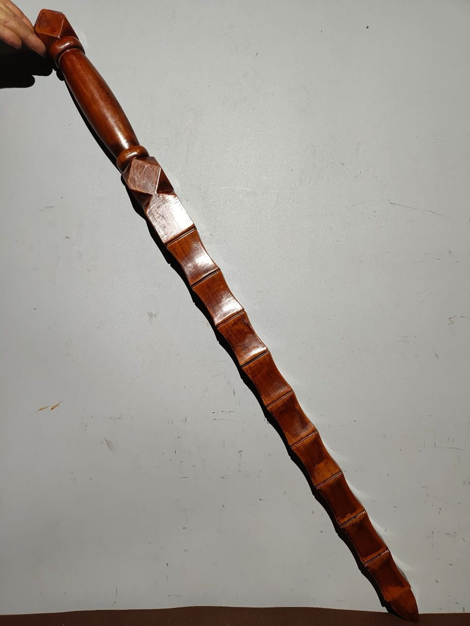 A bamboo whip carved from old peach wood