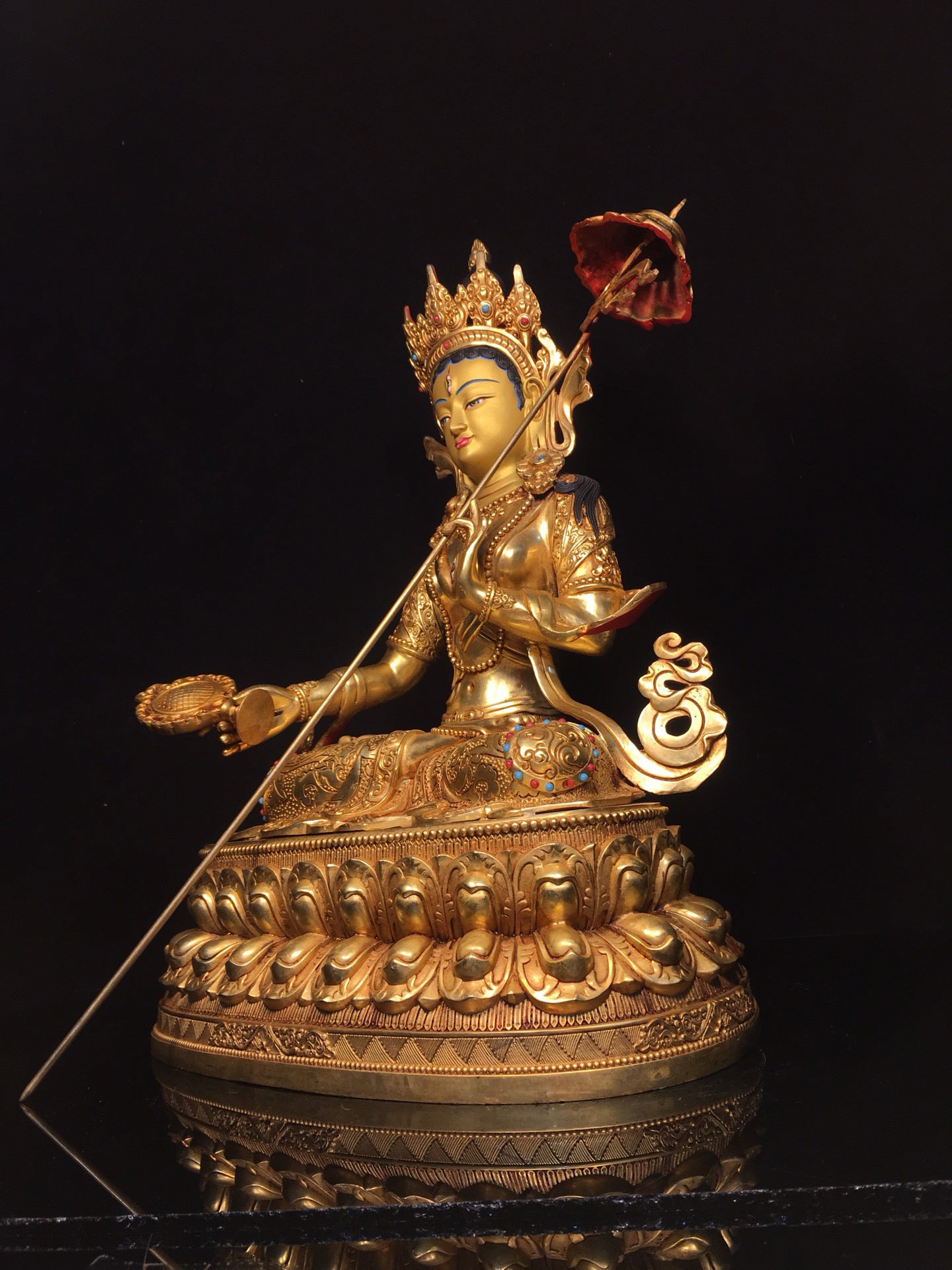 Chinese Antique Pure Copper Umbrella Buddha Mother